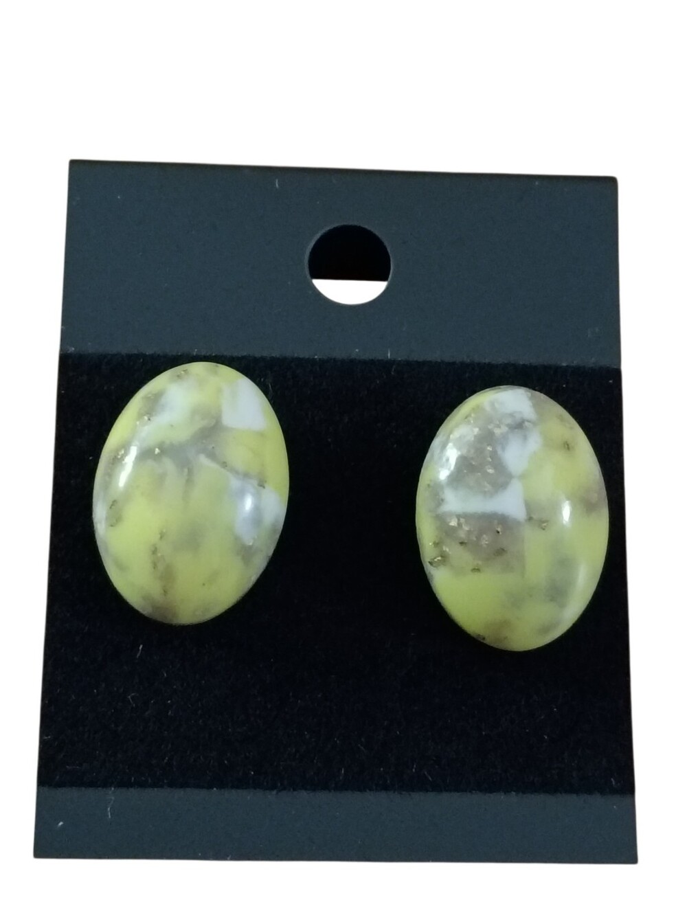 Fashion Jewelry Yellow Marbled Oval Stud Earrings